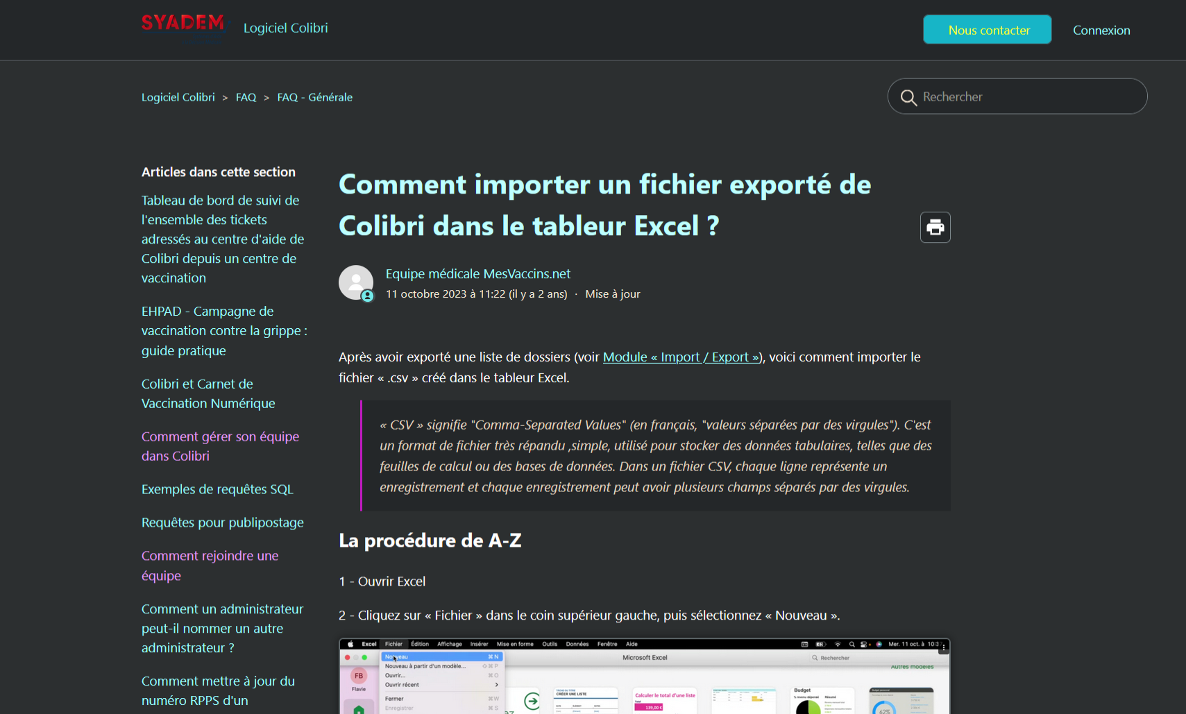 Création des pages du guide de support - capture 1